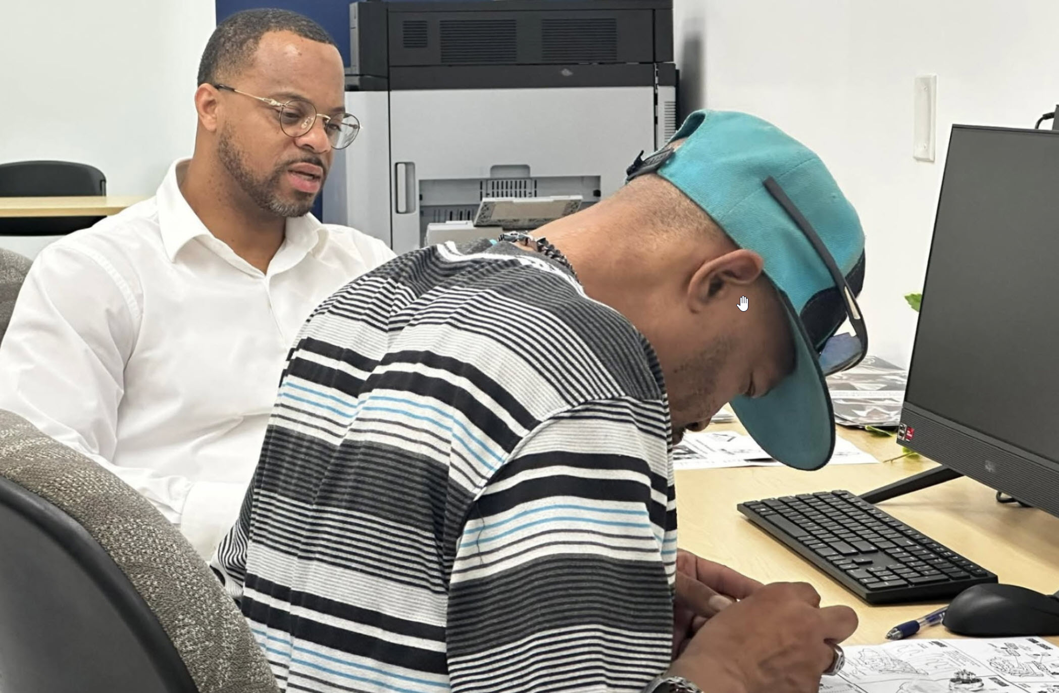 Mid State Vocational staff member working directly with a client